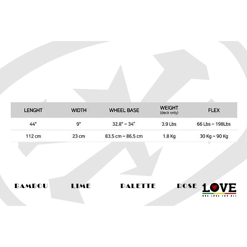 1LOVE Tapete 44" - Plateau de longboard